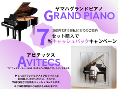 GRAND PIANO＆AVITECS　セット購入で7％キャッシュバックキャンペーン（その1）